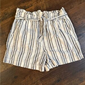 a.n.a High Waist Striped Shorts - Blue and White